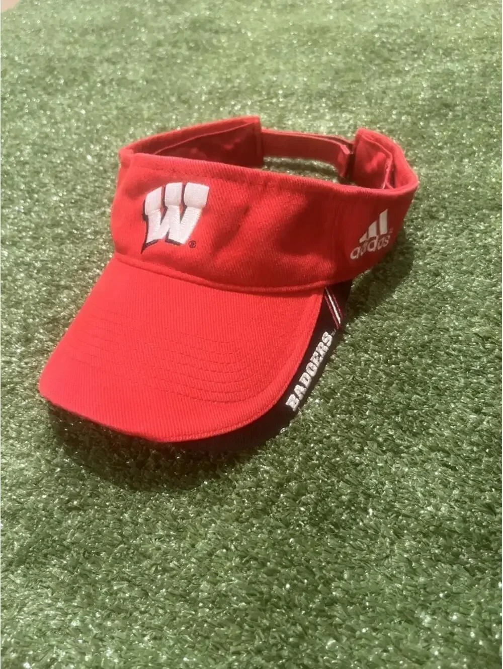 Y2K Adidas Wisconsin Badgers Red Adjustable Visor Hat